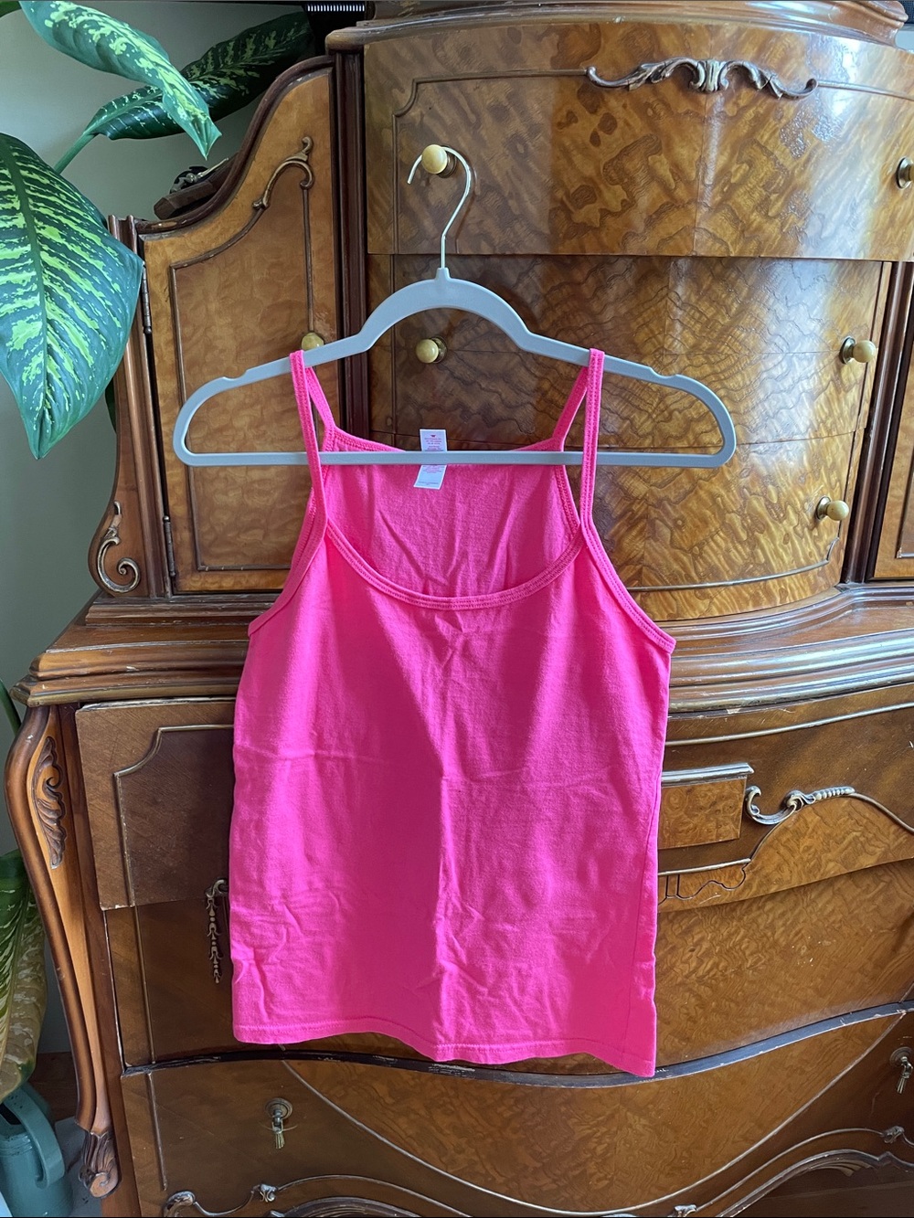 Anvil Hot Pink Slim Spaghetti-Strap Tank